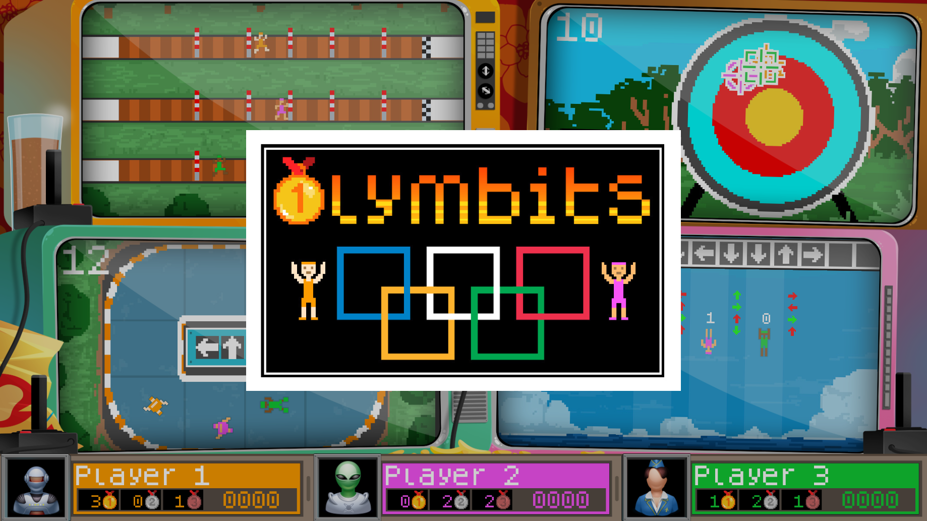 CodinGame Summer Challenge 2024 — visuel du jeu Olymbits