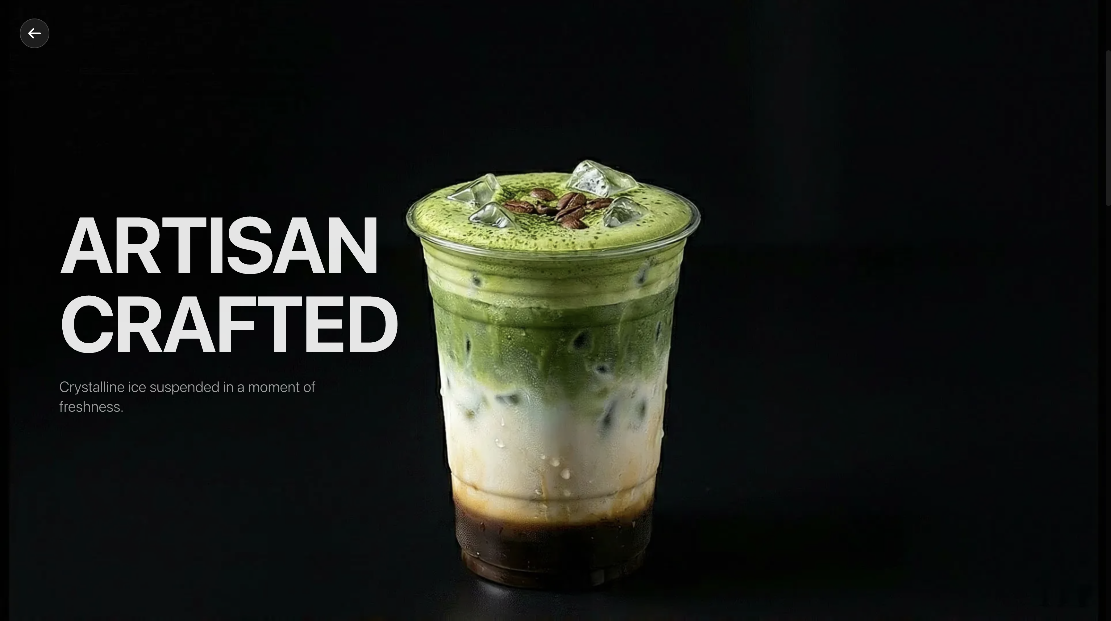 Premium Food Animations — visuel d'un produit matcha avec animation scroll